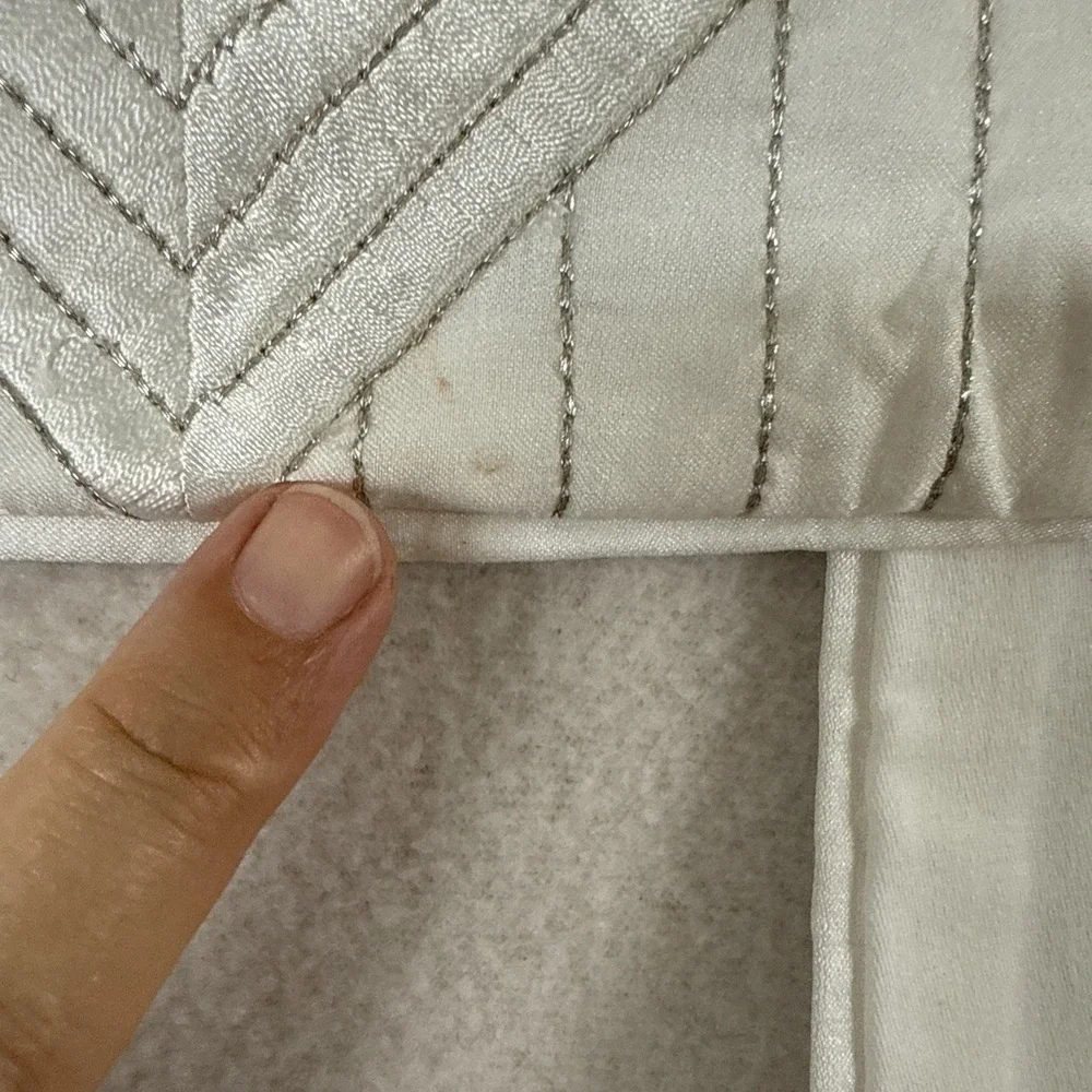 Hotel Collection Euro Shams Finest Bed Linen Embroidered Silver Cotton Silk READ